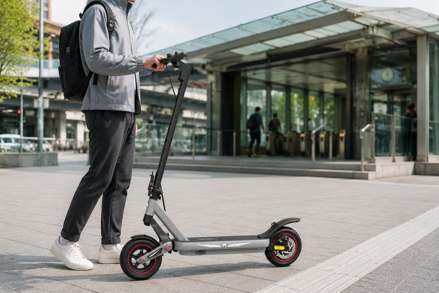 ZSA Plus beside a commuter at a modern transit station