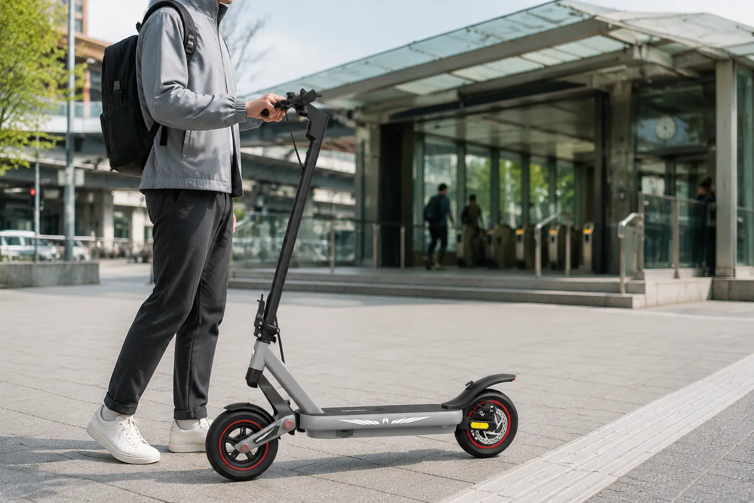 ZSA Plus beside a commuter at a modern transit station