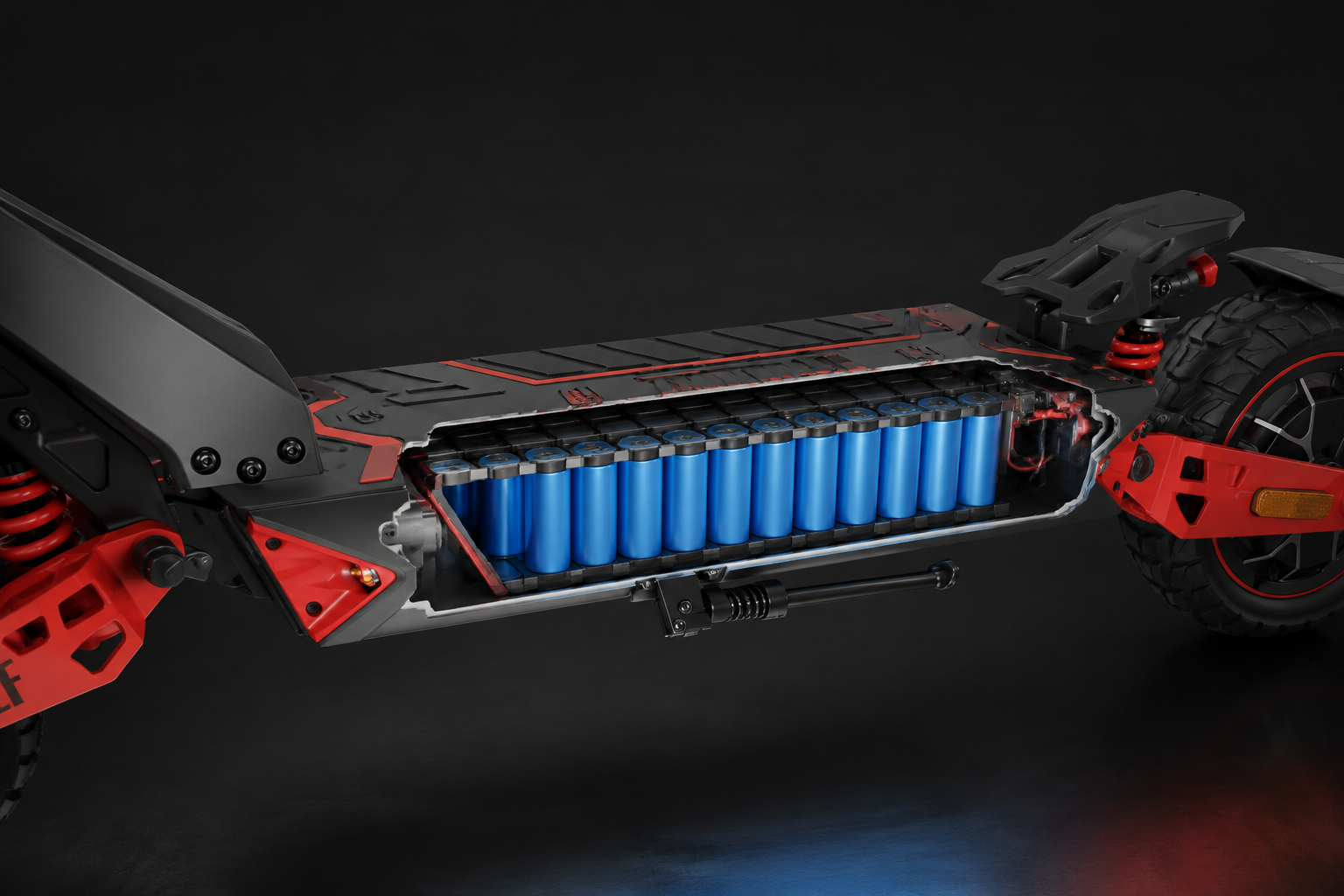 D3S-S deck cutaway showing 48V 15Ah battery pack