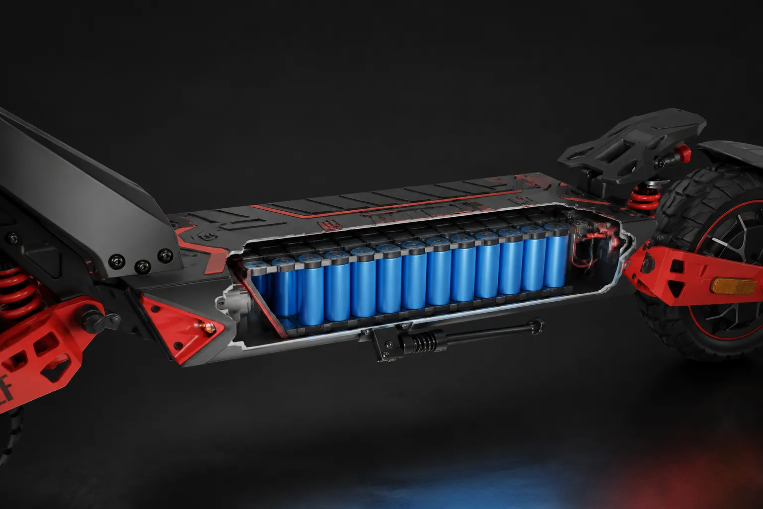 D3S-S deck cutaway showing 48V 15Ah battery pack