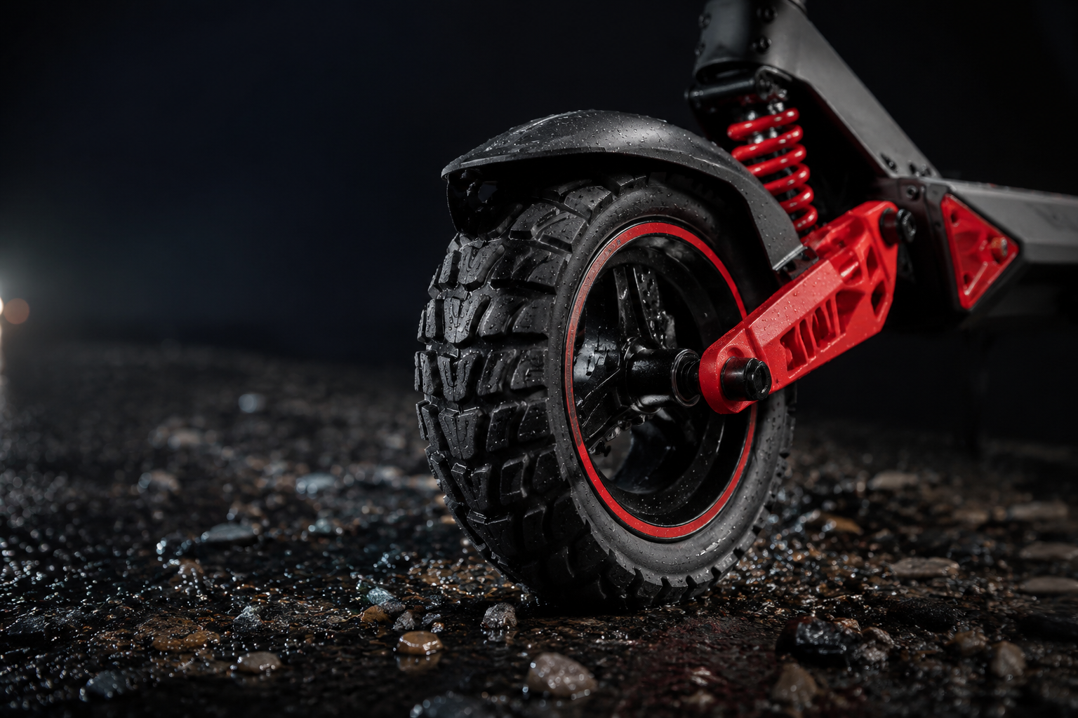 D3S-S 11-inch off-road tire close-up on wet gravel