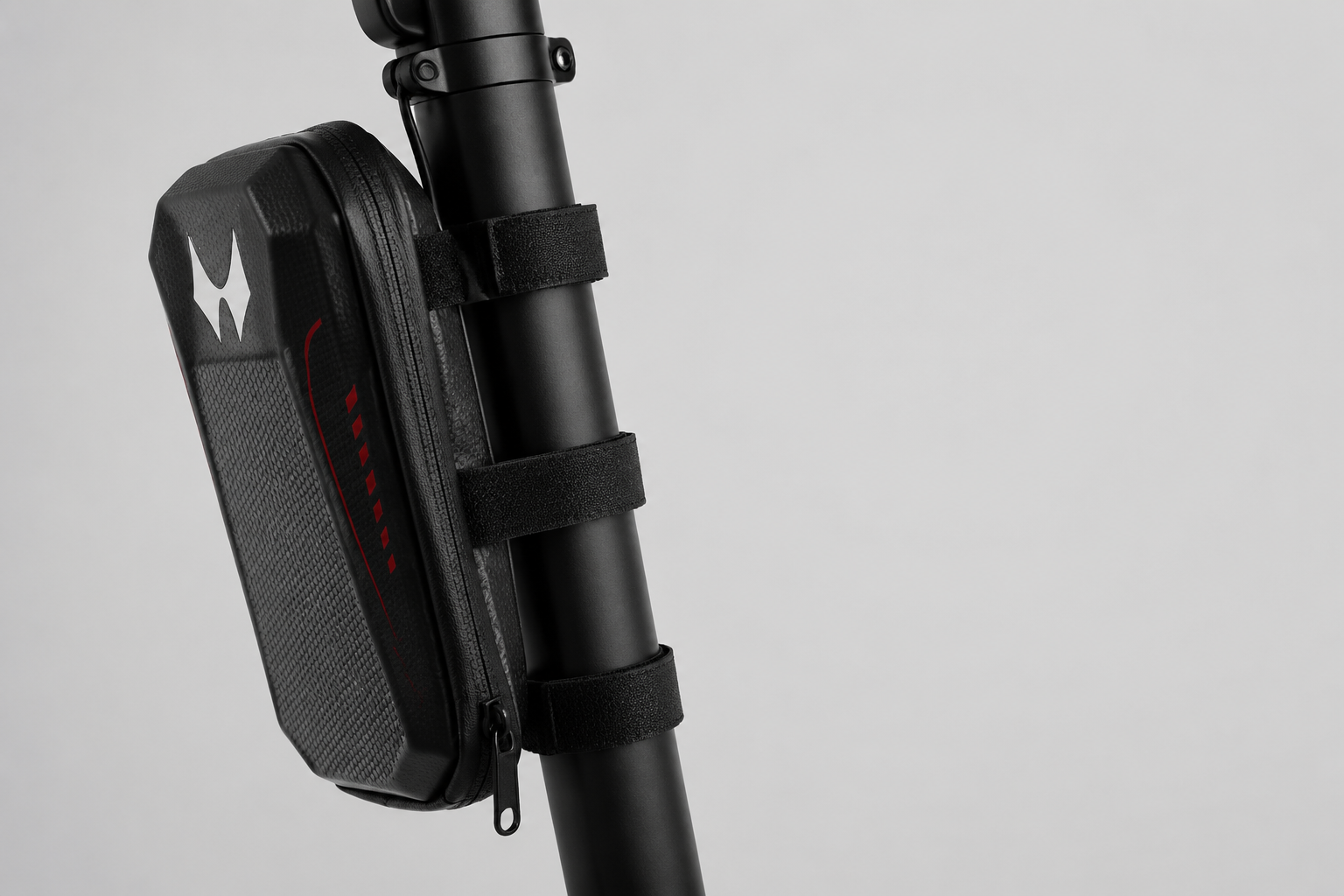 Scooter bag straps mounted securely around a scooter stem
