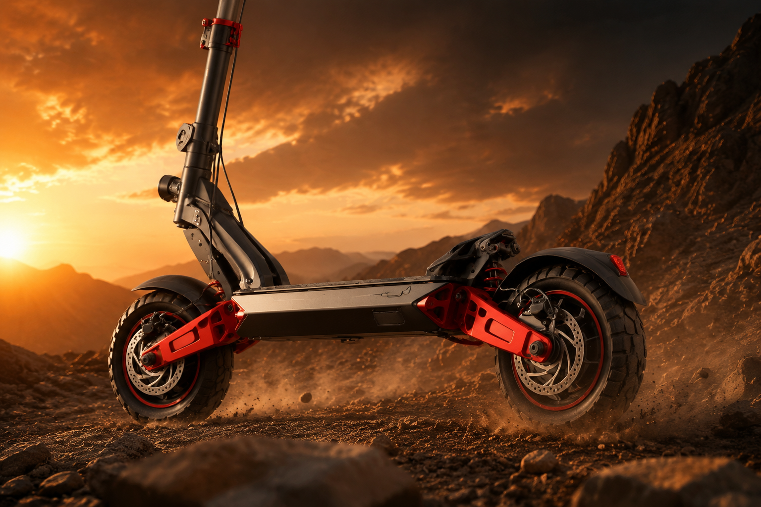 ZSB2 dual motor drivetrain close-up on a mountain trail