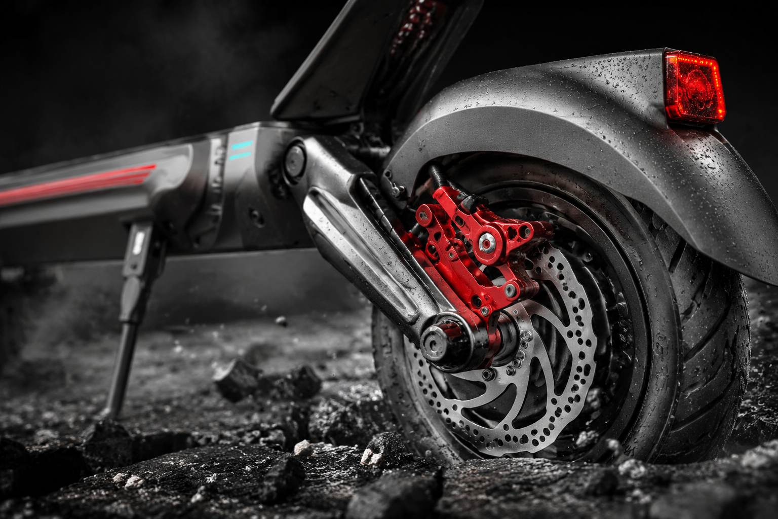 ZSD1 rear wheel double swing-arm suspension close-up